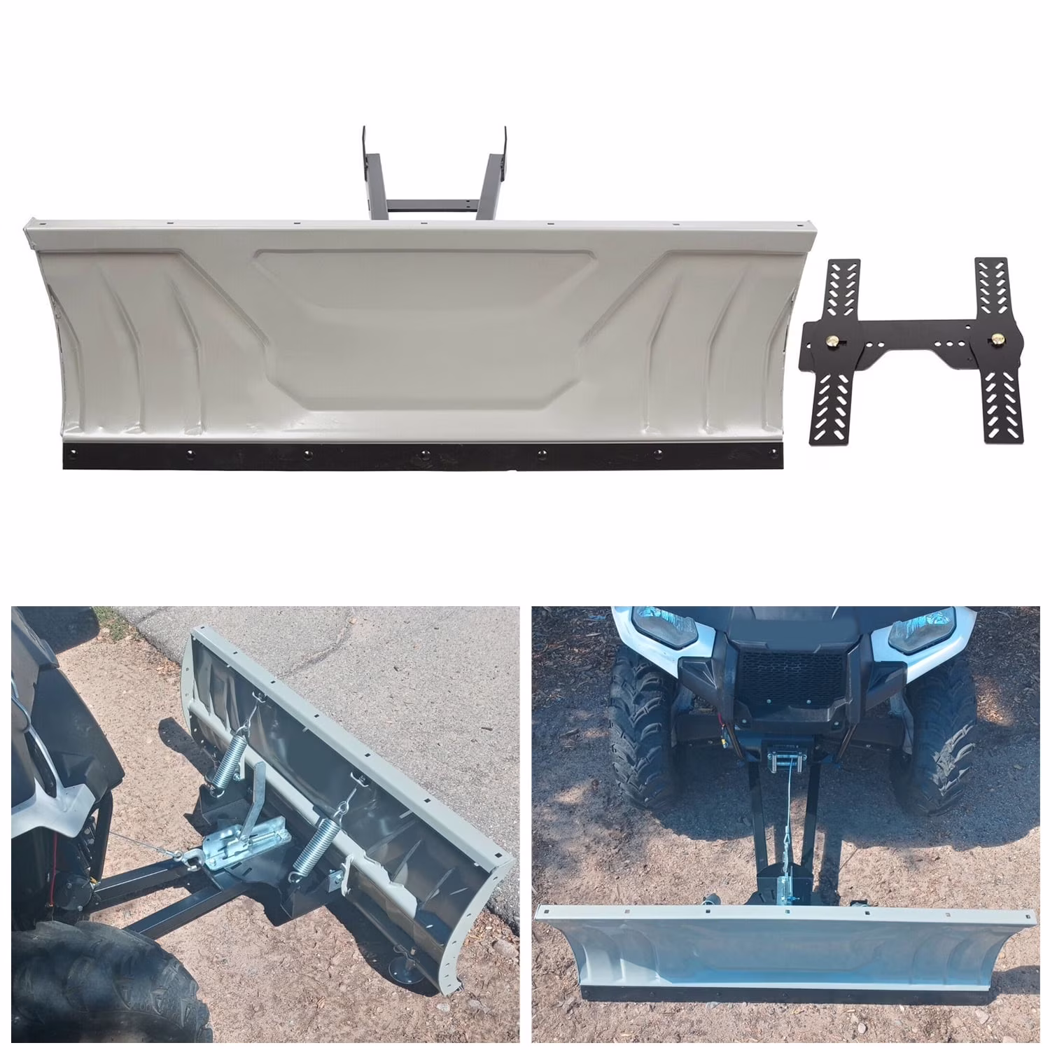 Snow Plow Blade Universal Kit Steel White Adjustable 48" Complete for ATV Honda Kawasaki Polaris Aeon Crossland Arctic-Cat Alterra