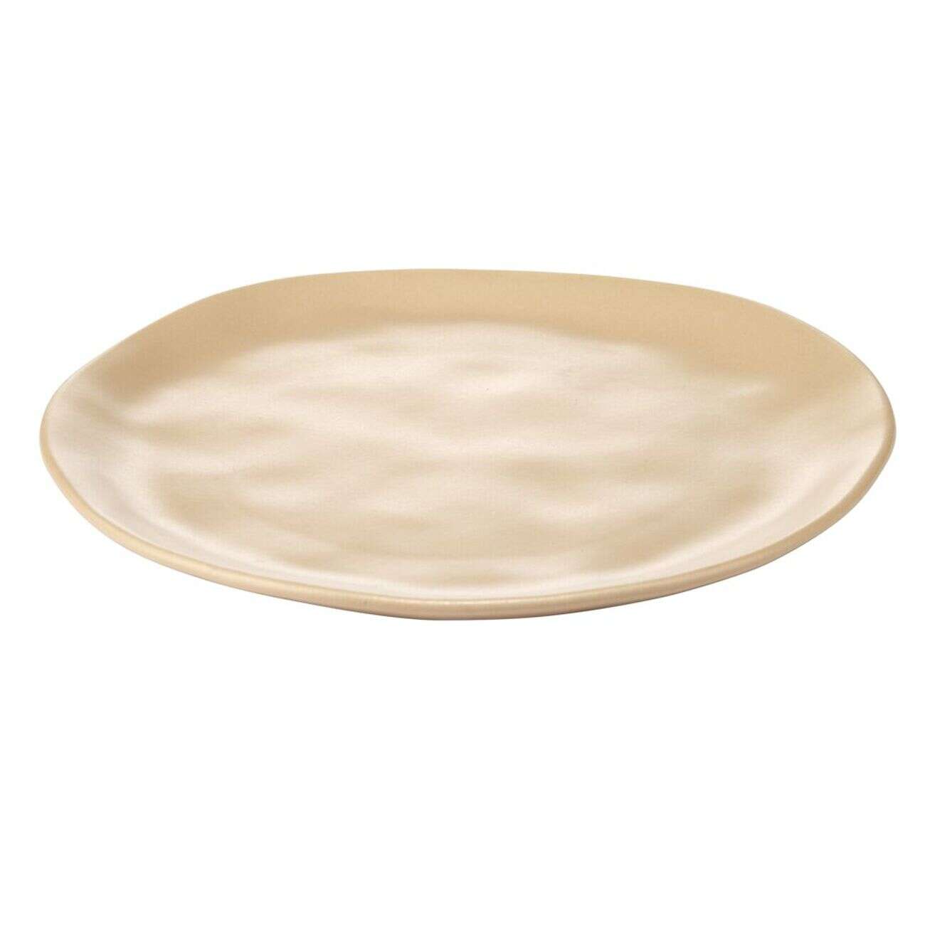 Assiette à dessert forme organique céramique beige Ø20cm