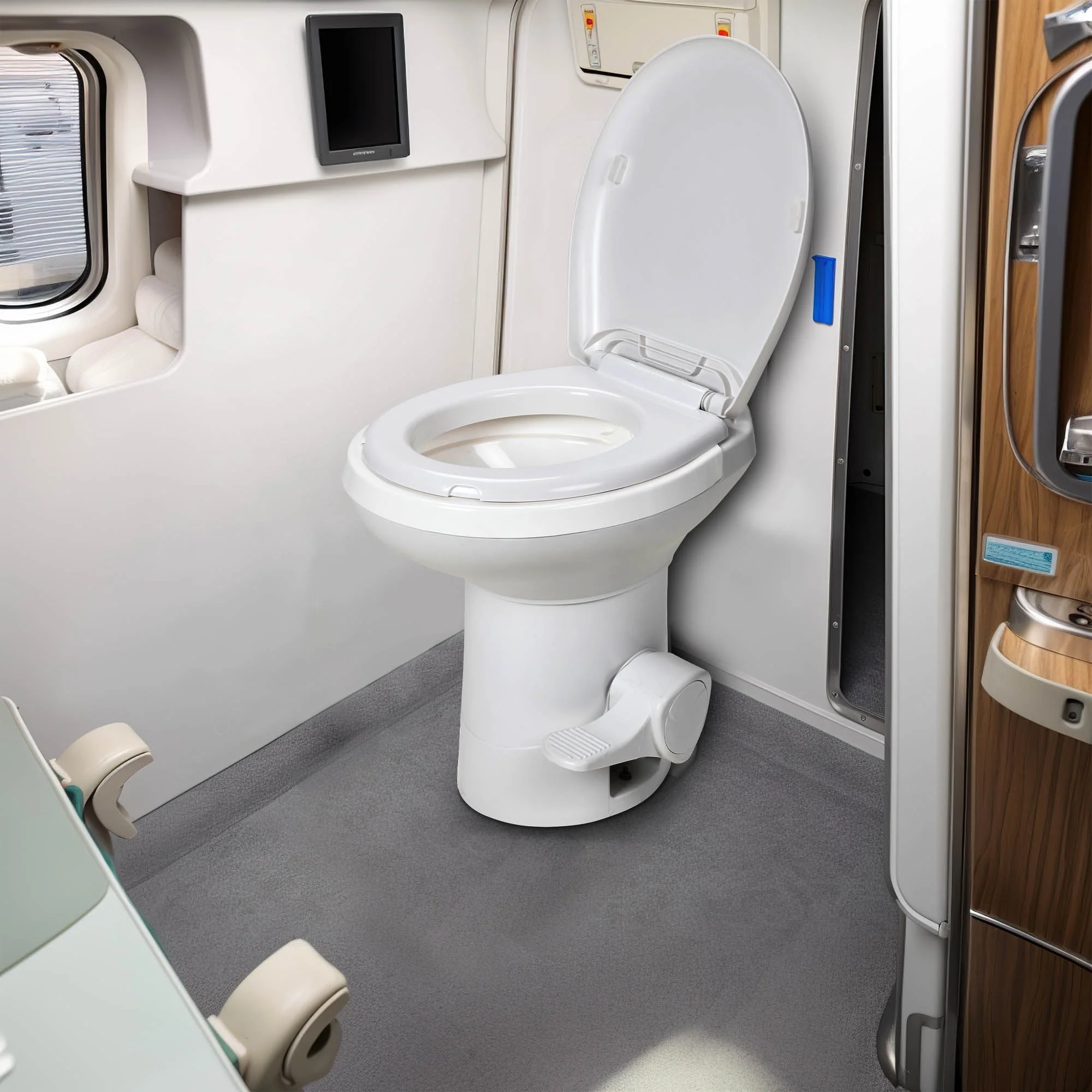 Portable RV Toilet with Pedal Flush, Gravity Flush Toilet High Profile for Caravan Travel, Camping, Boating, White - Image 7
