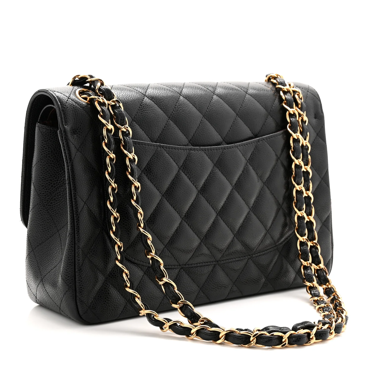 Caviar Quilted Jumbo Double Flap Black