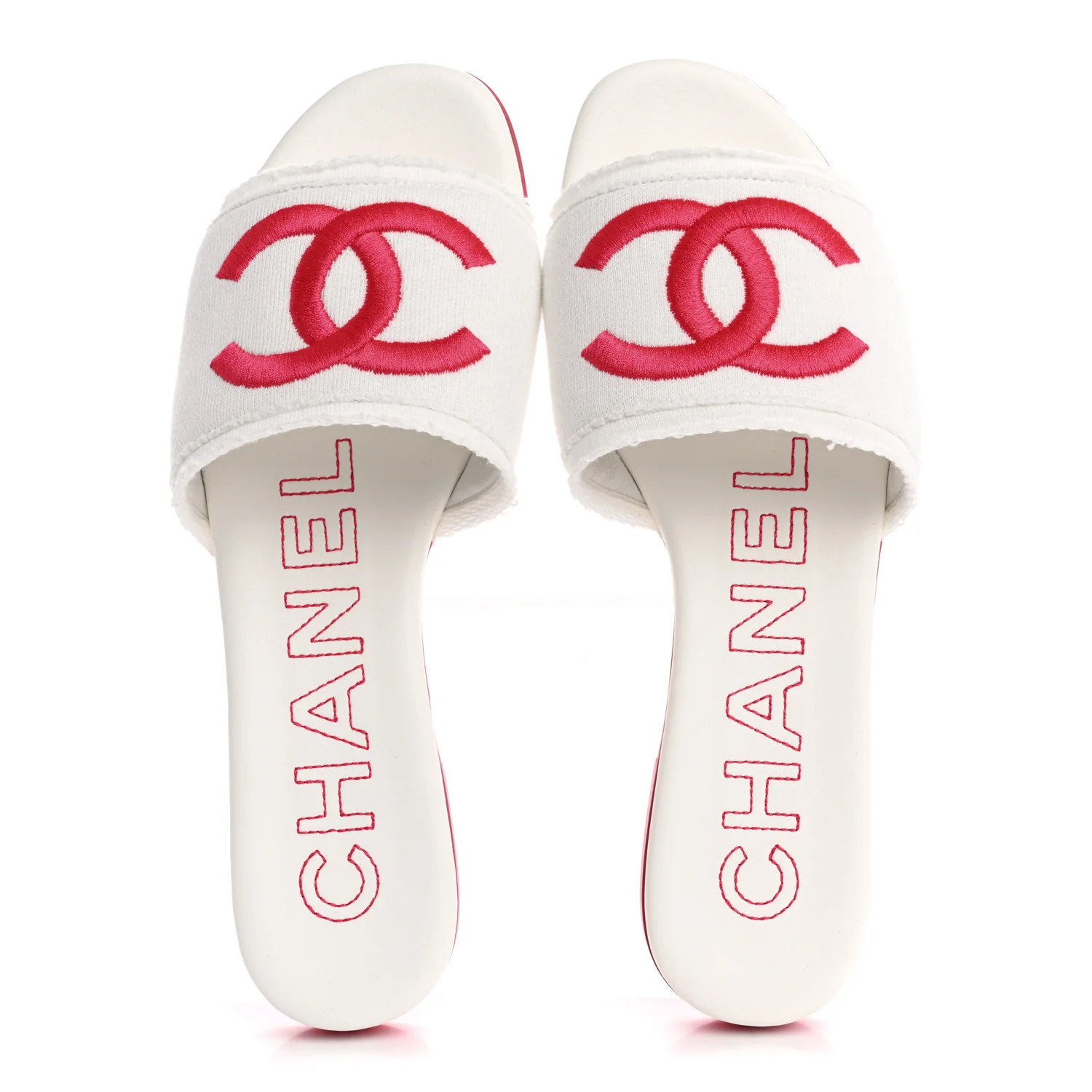 Jersey Knit CC Mules 37 White Fuchsia