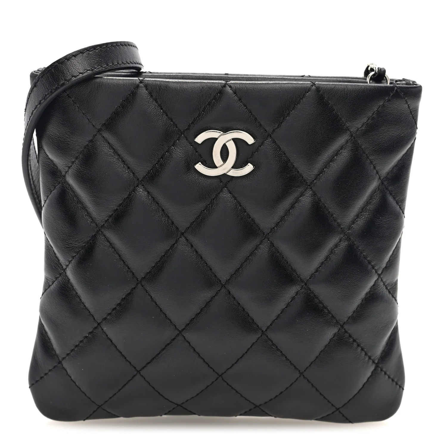 Calfskin Quilted Crossbody Bag Black