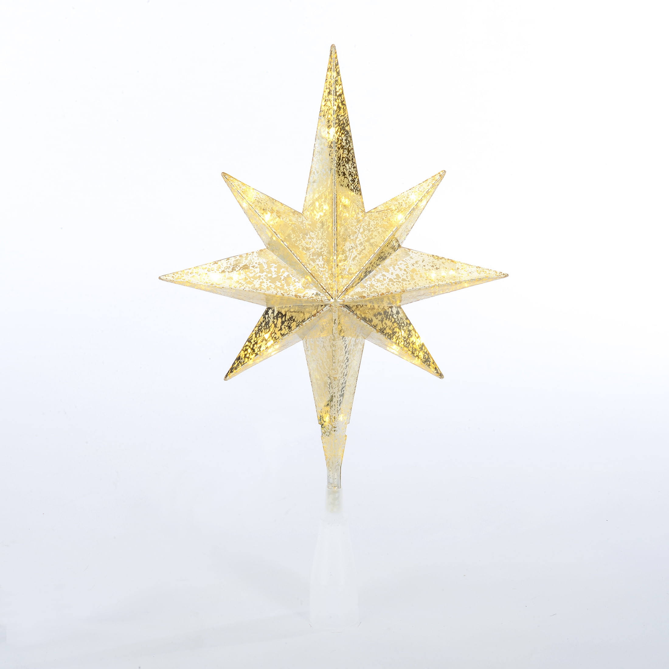Holiday Time LED Christmas Tree Topper, Clear/Gold Star, 14 inch