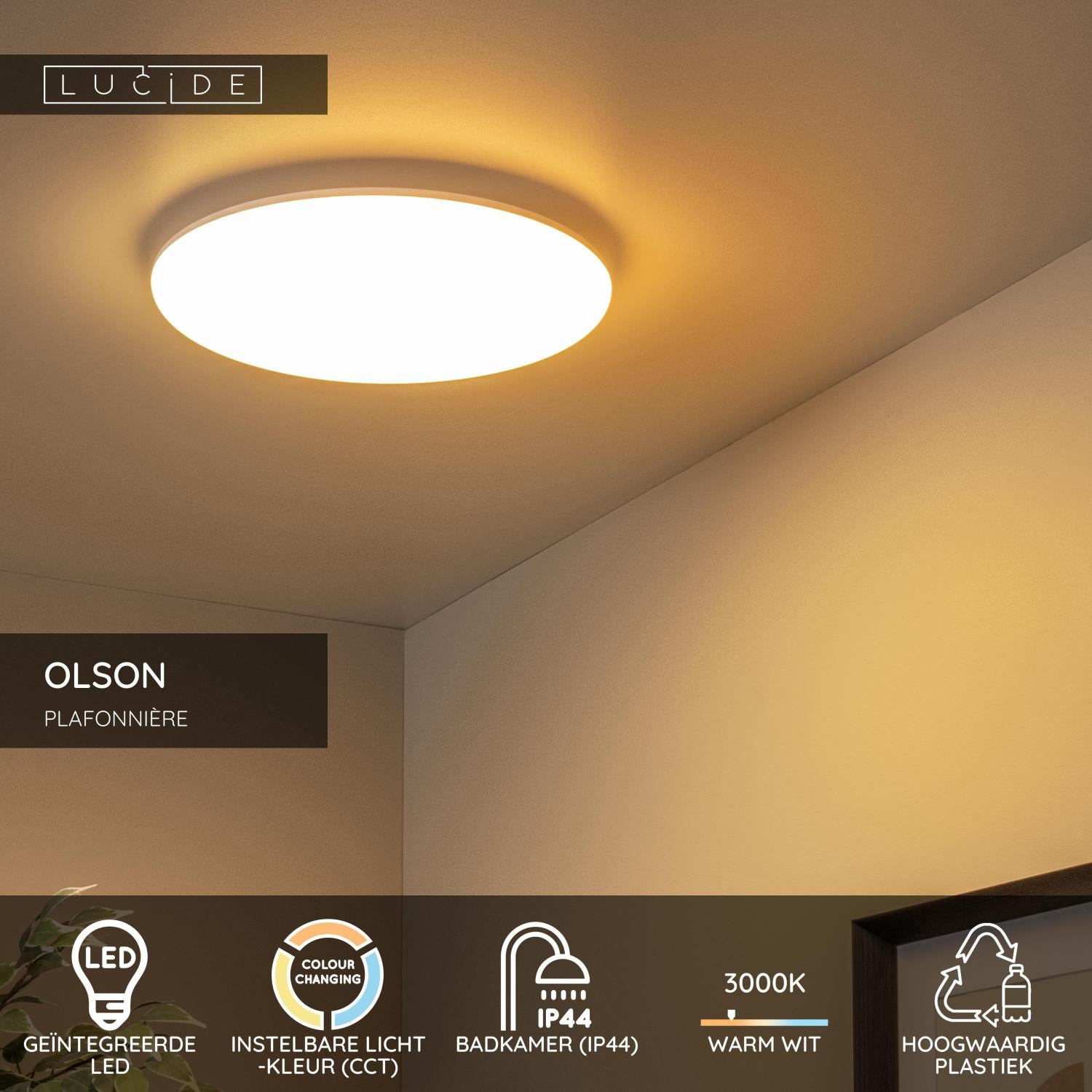 Lucide OLSON Plafonnière - Opaal