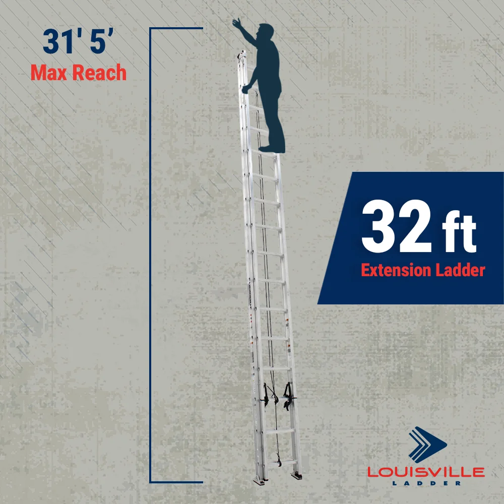 32-Foot Aluminum Extension Ladder, 300-Pound Load Capacity, Type IA, AE2232 - Image 4