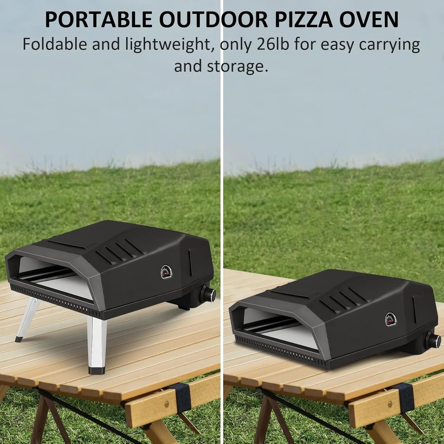 12" Pizza Oven, Pizza Oven Outdoor with Folding Design, Portable Outdoor Propane Gas Oven with Integrated Thermometer for Backyard, Camping, Picnic - Image 7