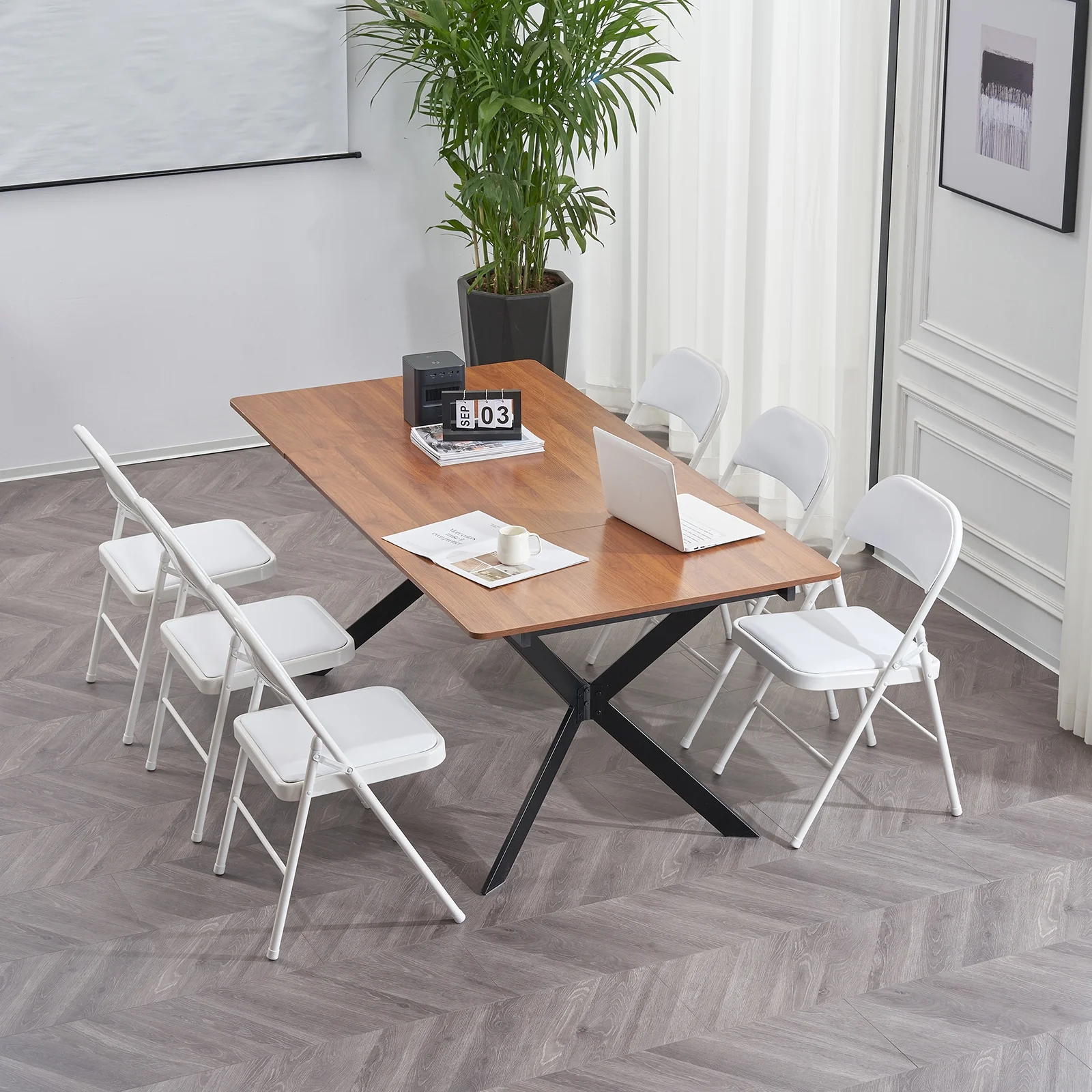 6Pcs Foldable Chairs for Convention  Exhibition, White