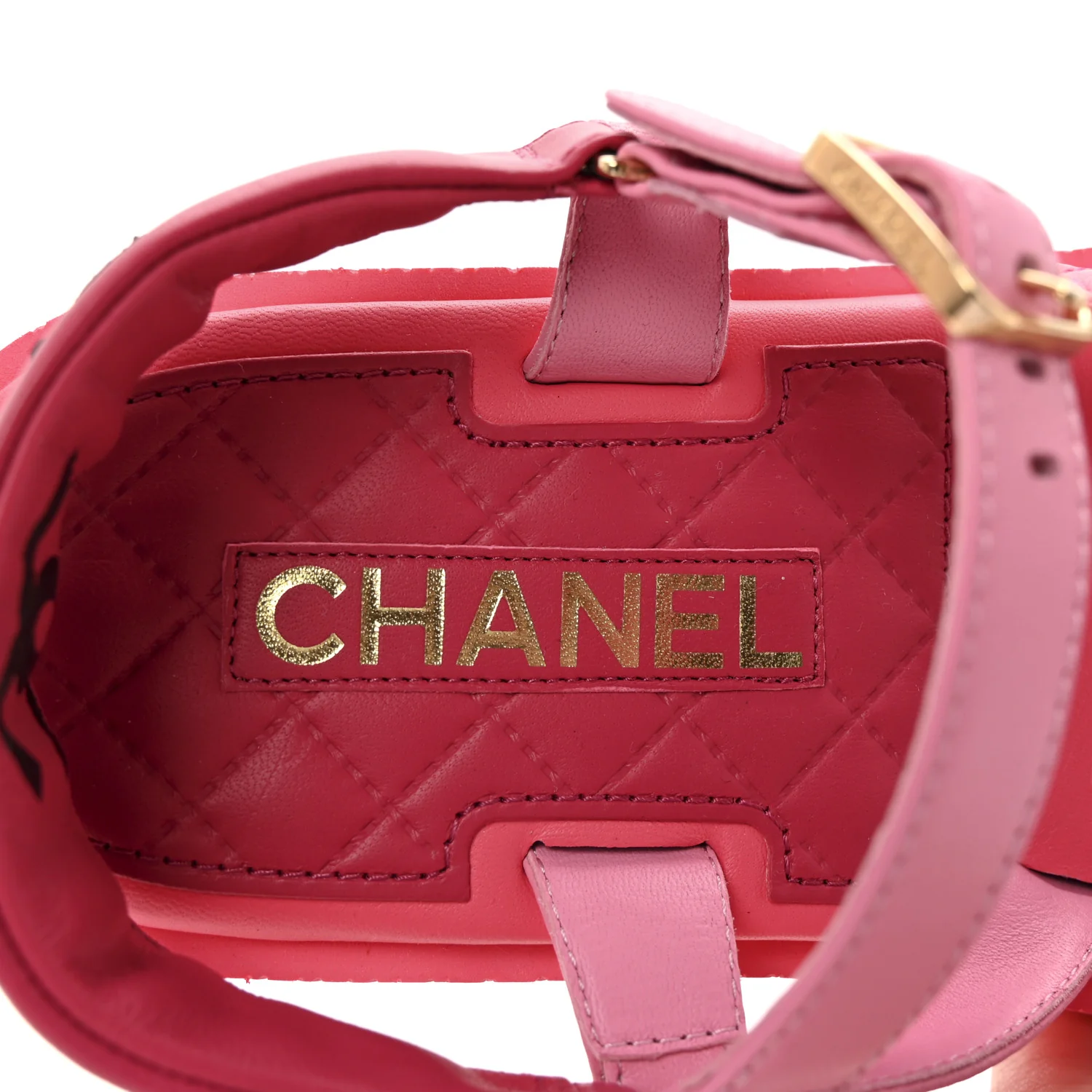 Lambskin Logo Platform Sandals 39 Pink Red