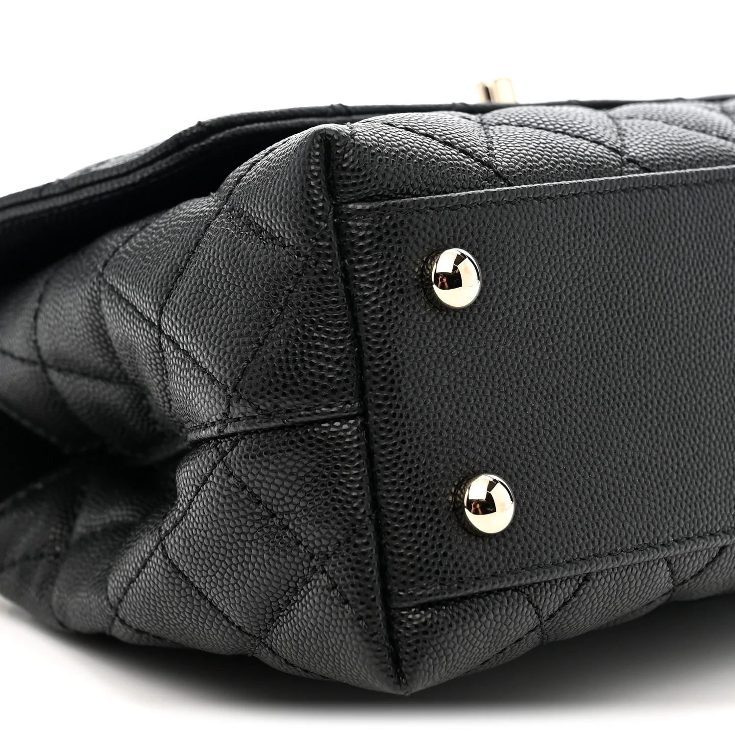 Caviar Quilted Mini Coco Handle Flap Black