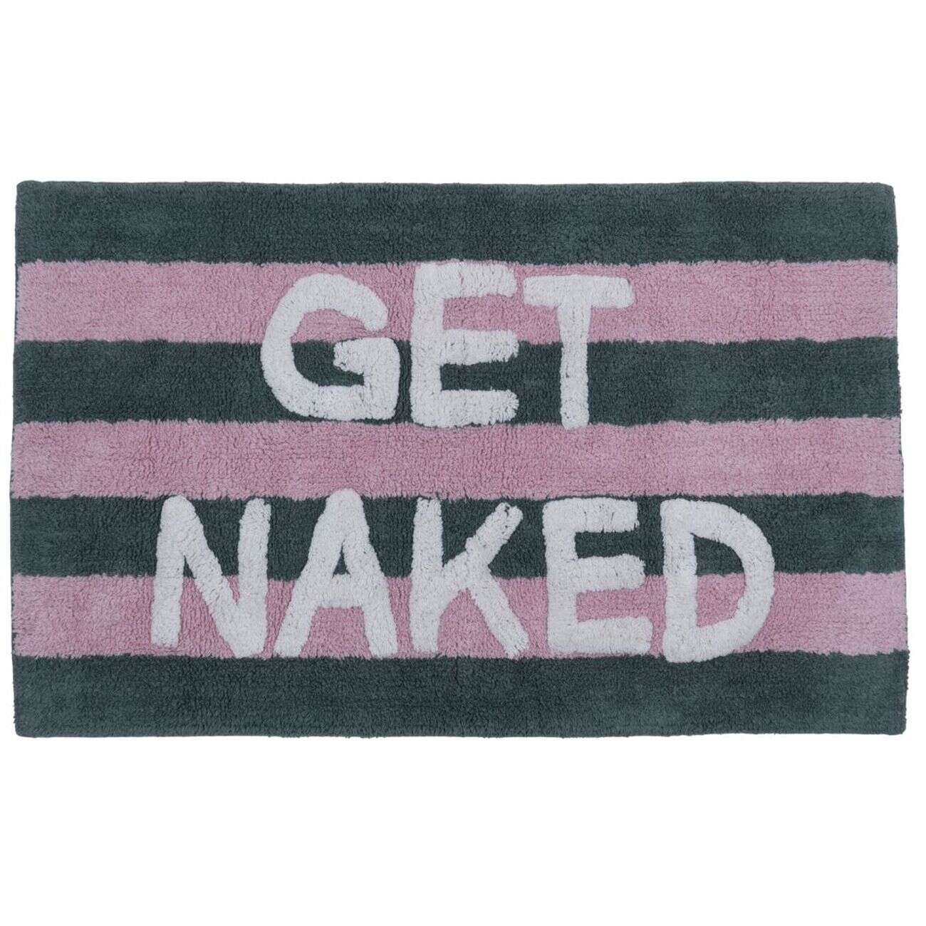 Tapis de bain coton tufté à rayures avec inscription 50x80cm (2 modèles)