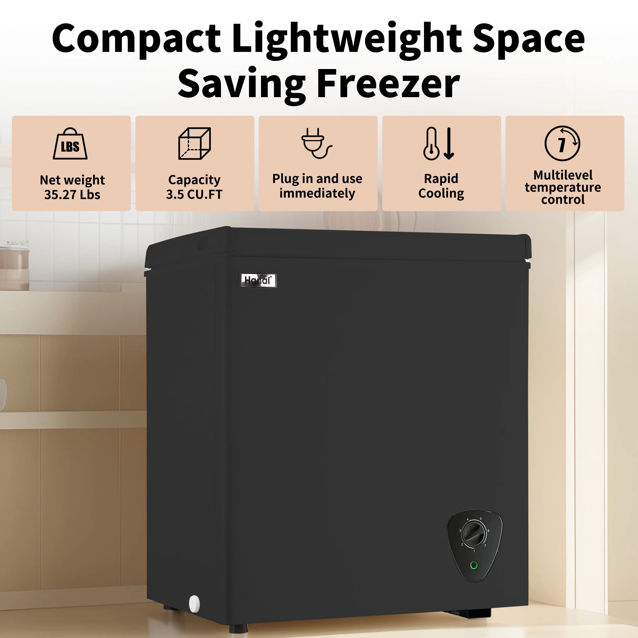 5 cu ft Freezer, Chest Freezer, Black