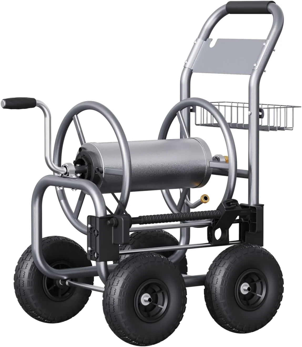 Chariot enrouleur de tuyau, chariot à roulettes robuste, enrouleurs de tuyau industriels pour l'extérieur, capacité de 76 m (250 pieds) de tuyau de 16 mm (5/8 po), guide-tuyau préinstallé