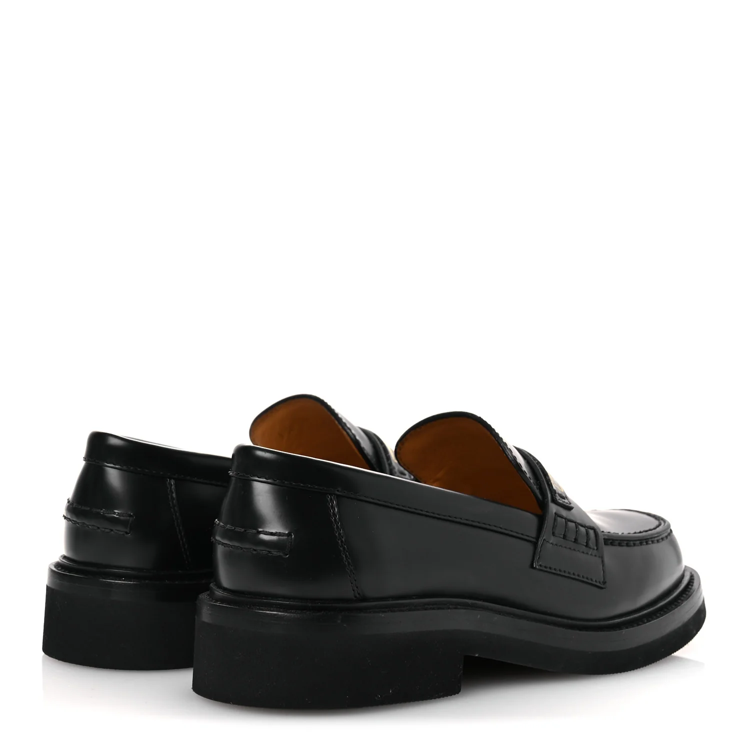 Brushed Calfskin Boy Platform Loafers 35.5 Black