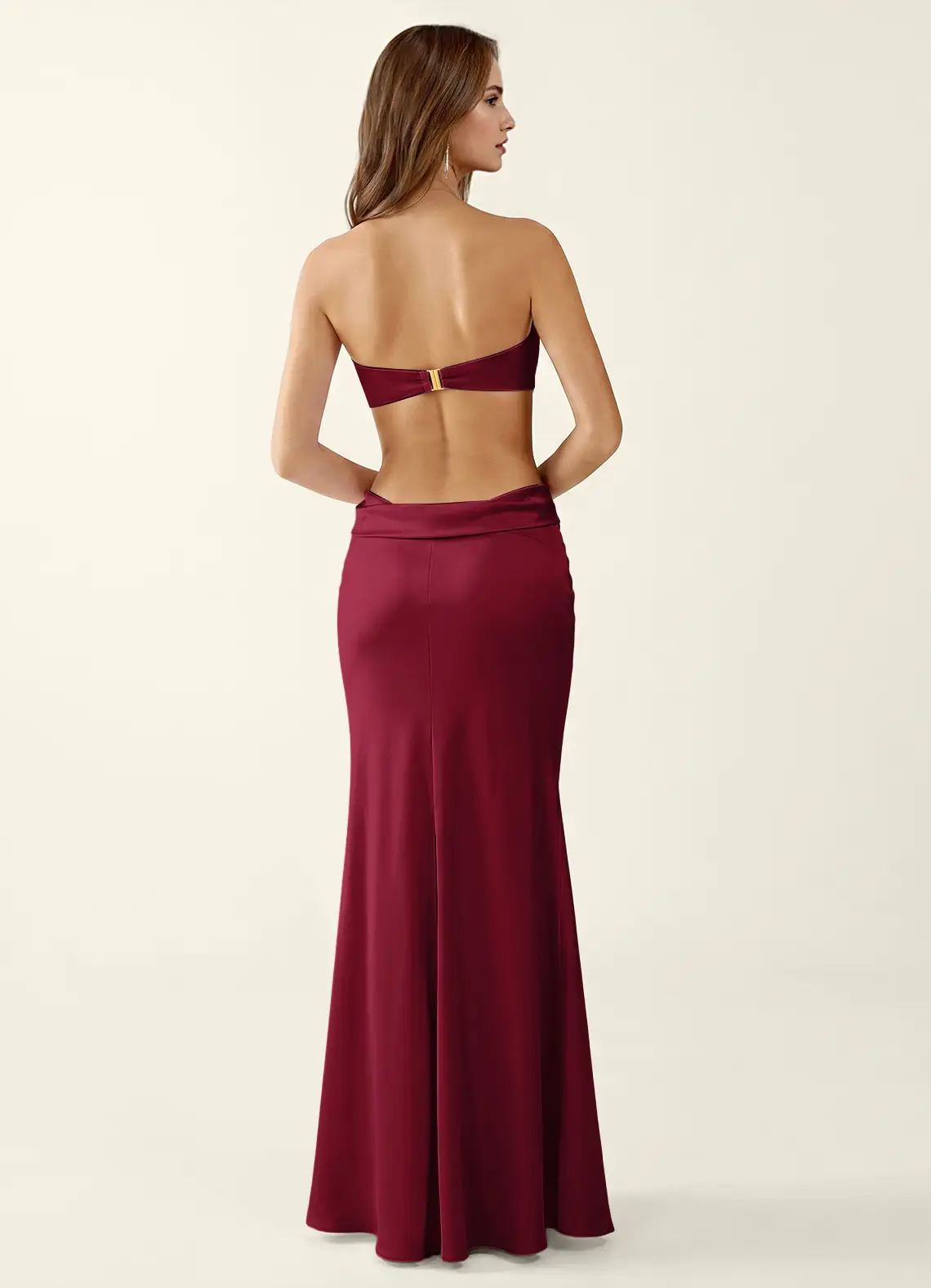 Miniqueadom Merlot Open Back Satin Party Dress