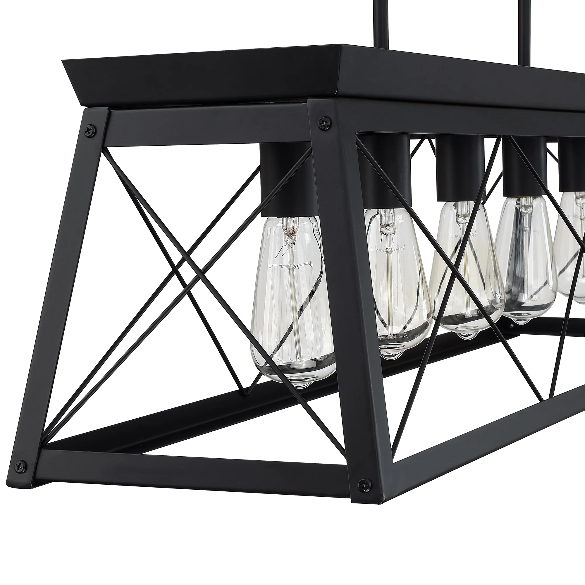 5-Light Farmhouse Matte Black Chandelier Industrial Pendant Lighting for Kitchen Island for Dining Room, Living Room