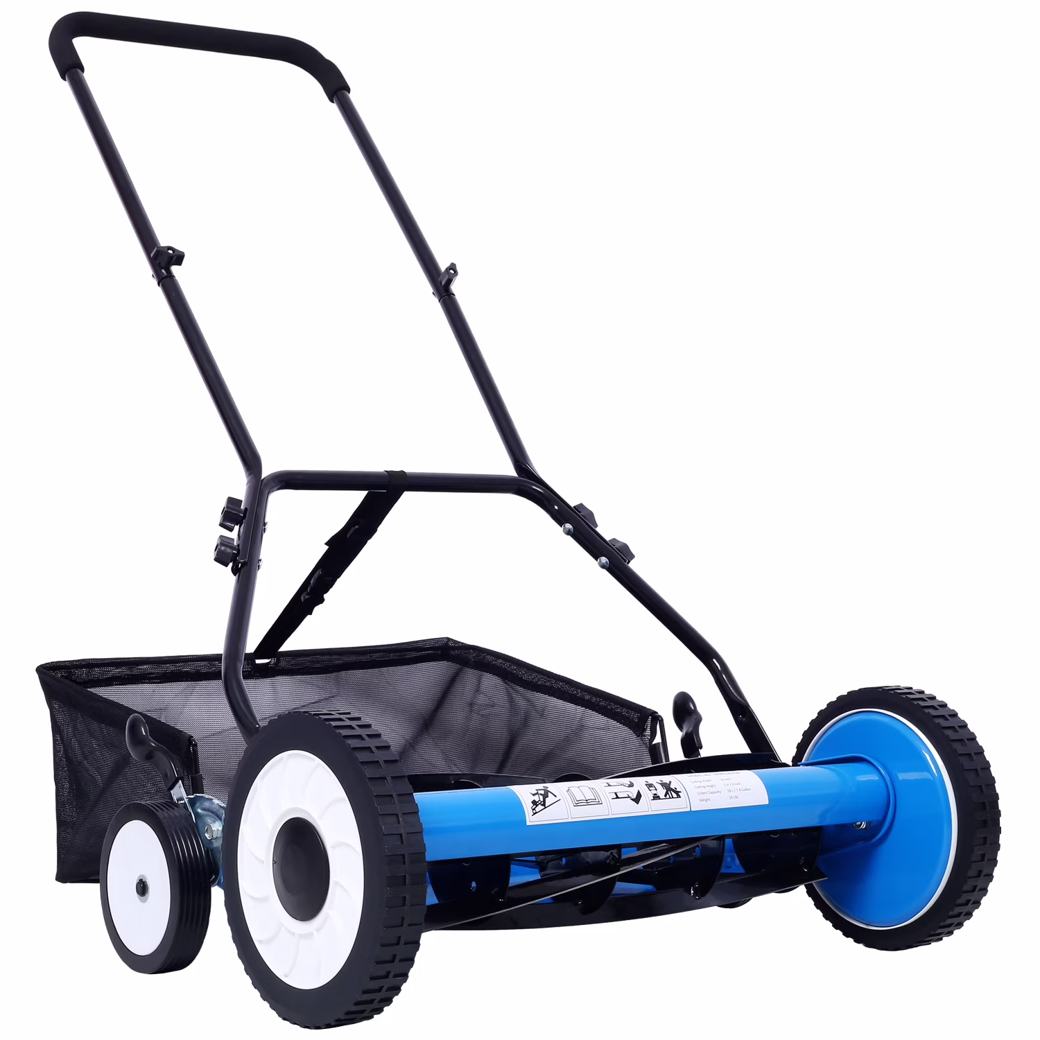 20 - Inch 5 - Blade Push Reel Lawn Mower with Grass Catcher 4 WHEELS BLUE COLOR
