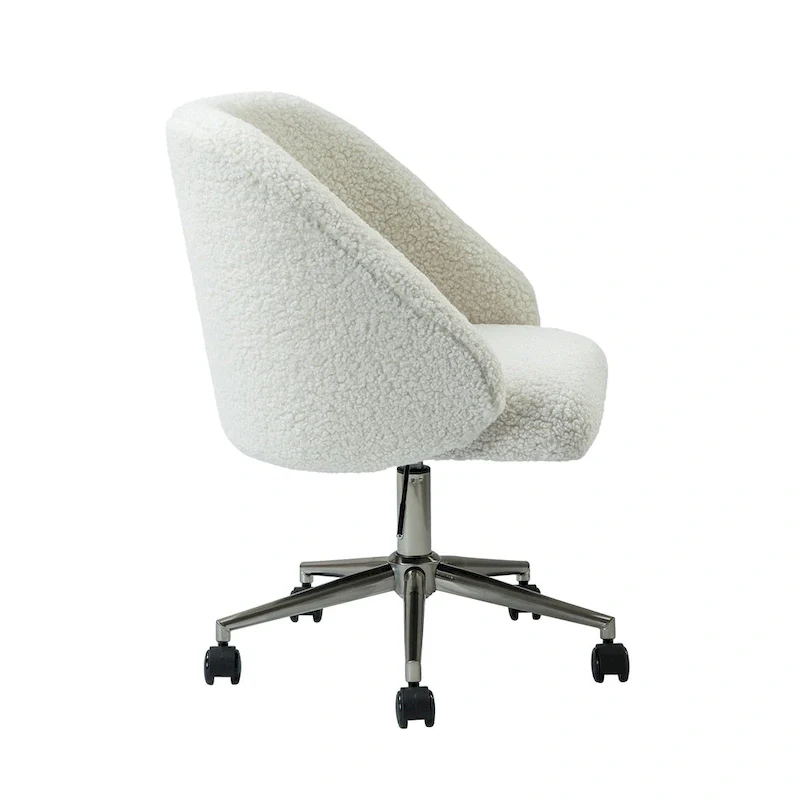 Boucle Swivel Office Chair with Rolling Wheels