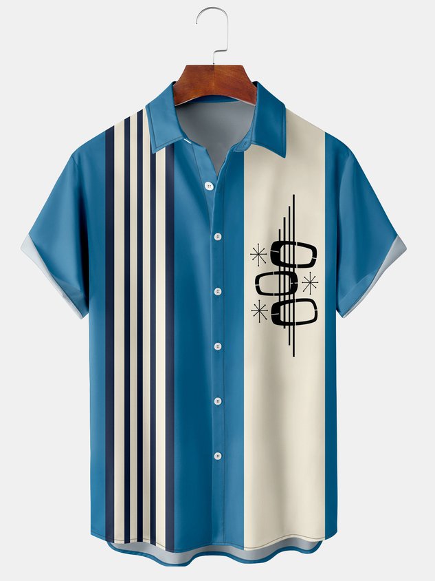 Chemise hawaïenne décontractée à manches courtes pour homme, imprimée géométrique, respirante