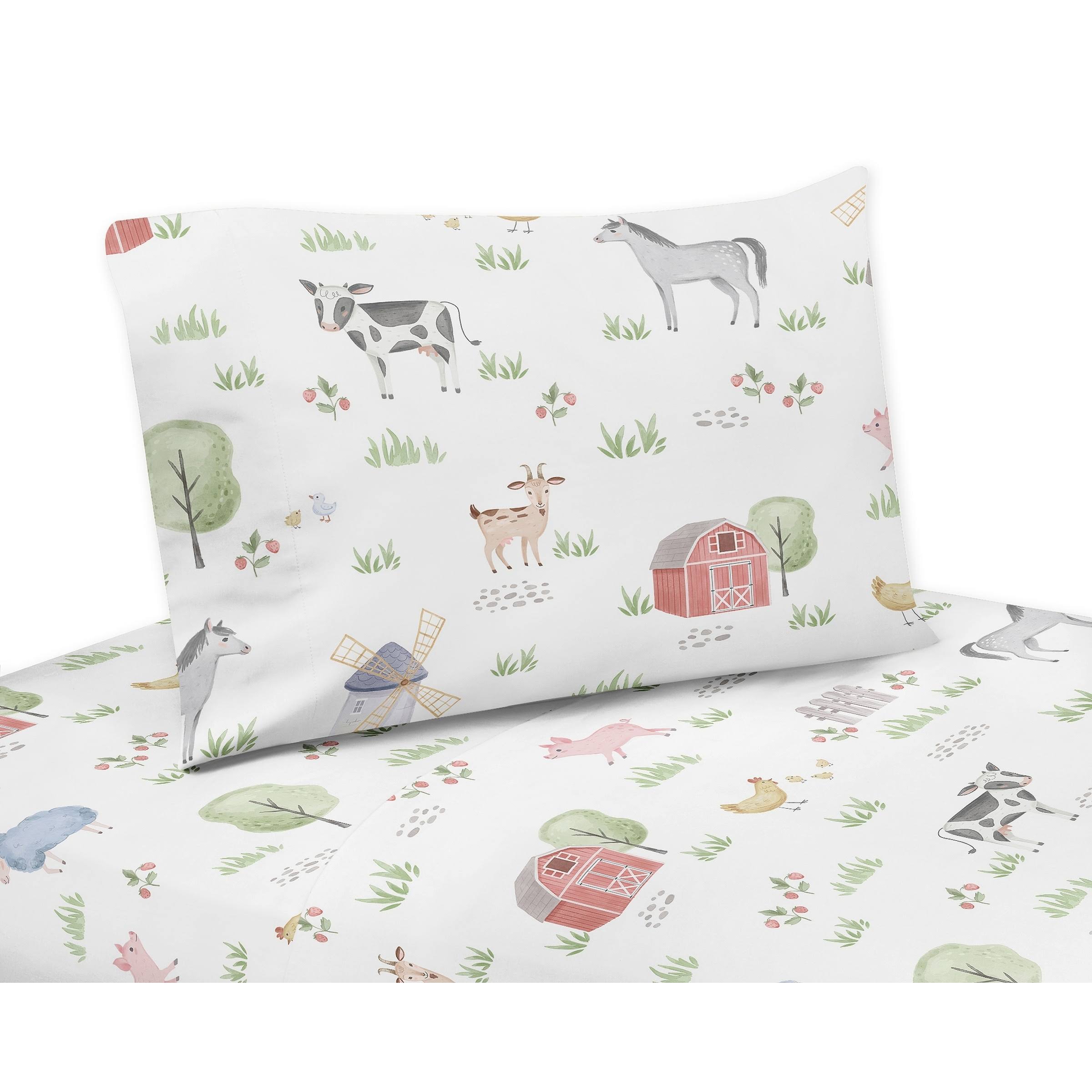 Sweet Jojo Designs Farm Animals Collection Queen Sheet Set
