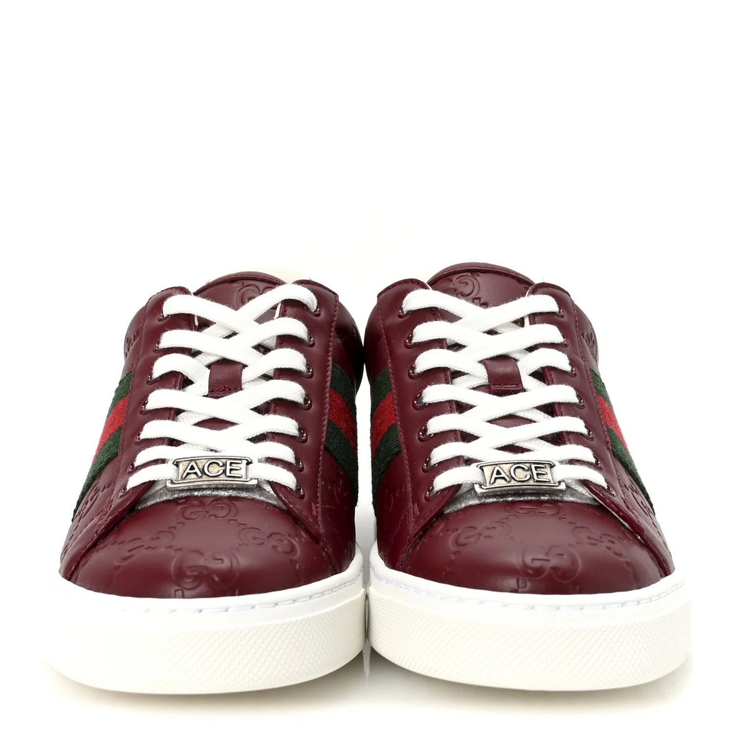 Calfskin GG Embossed Web Mens Ace Sneakers  36.5 Ancora Red