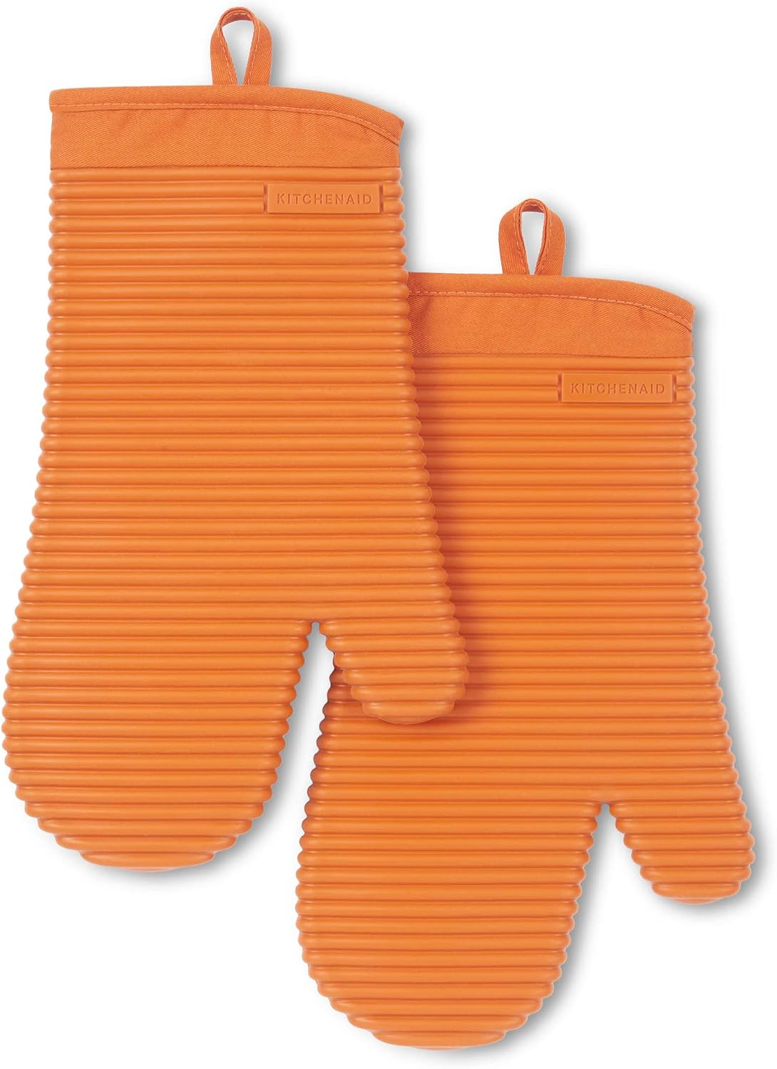 KITCHENAID Ribbed Soft Silicone Oven Mitt 2-Pack Set, 7.5