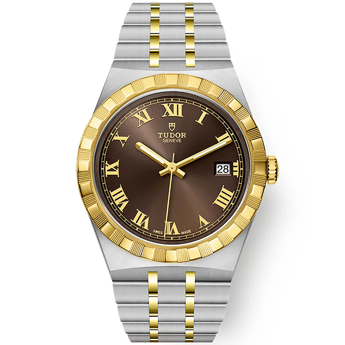 [Super Clone]Royal 38mm Two-Tone Brown Roman Dial Automatic Bracelet Watch