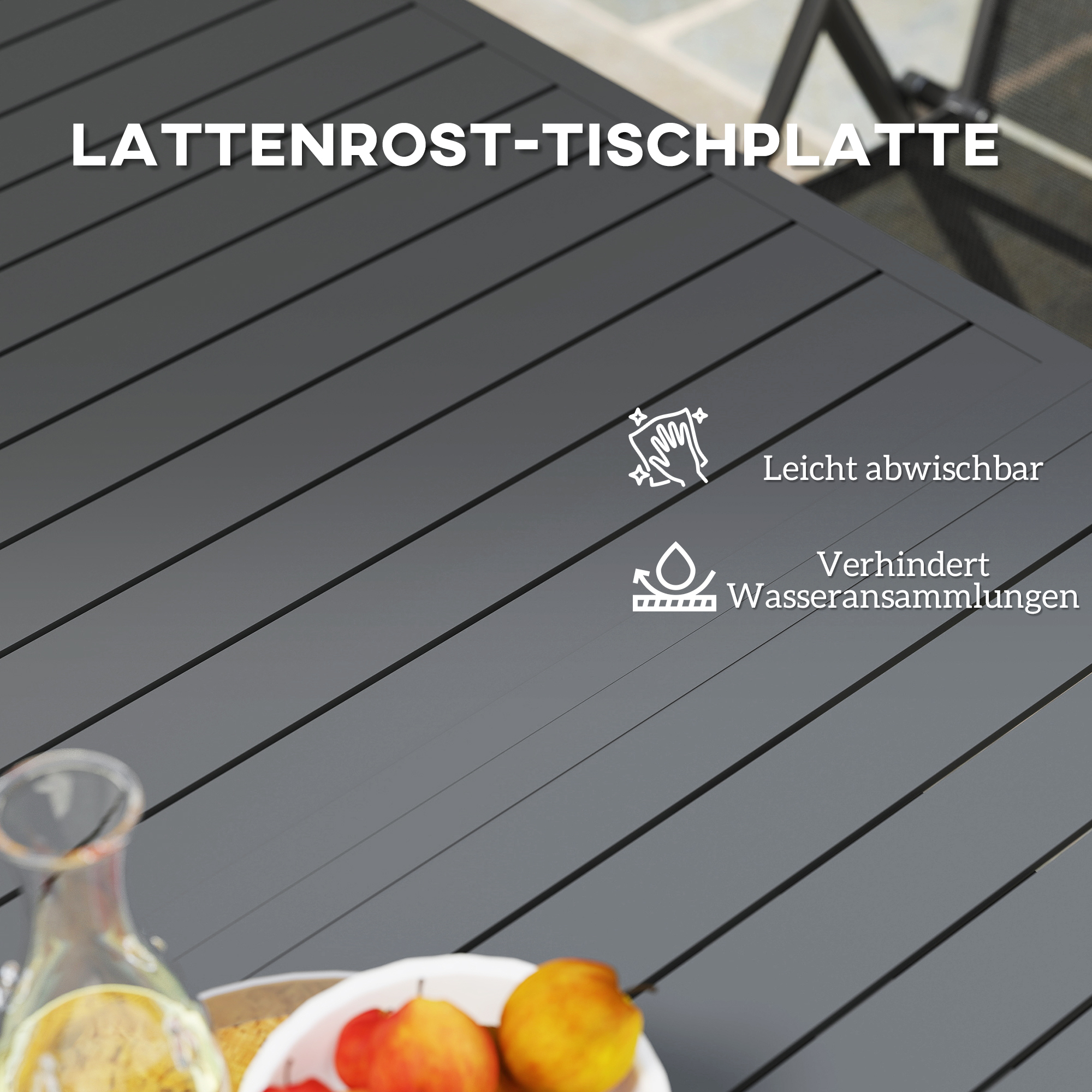 Outsunny Uitschuifbare Tuintafel Aluminium 160/220x90 cm Weerbestendig, Antislip Buffettafel Grijs