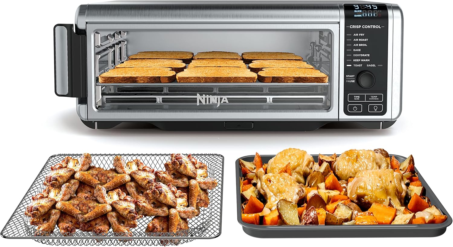 Four grille-pain et friteuse à air Ninja Flip, 8 fonctions en 1, compartiment rabattable pour un rangement facile.