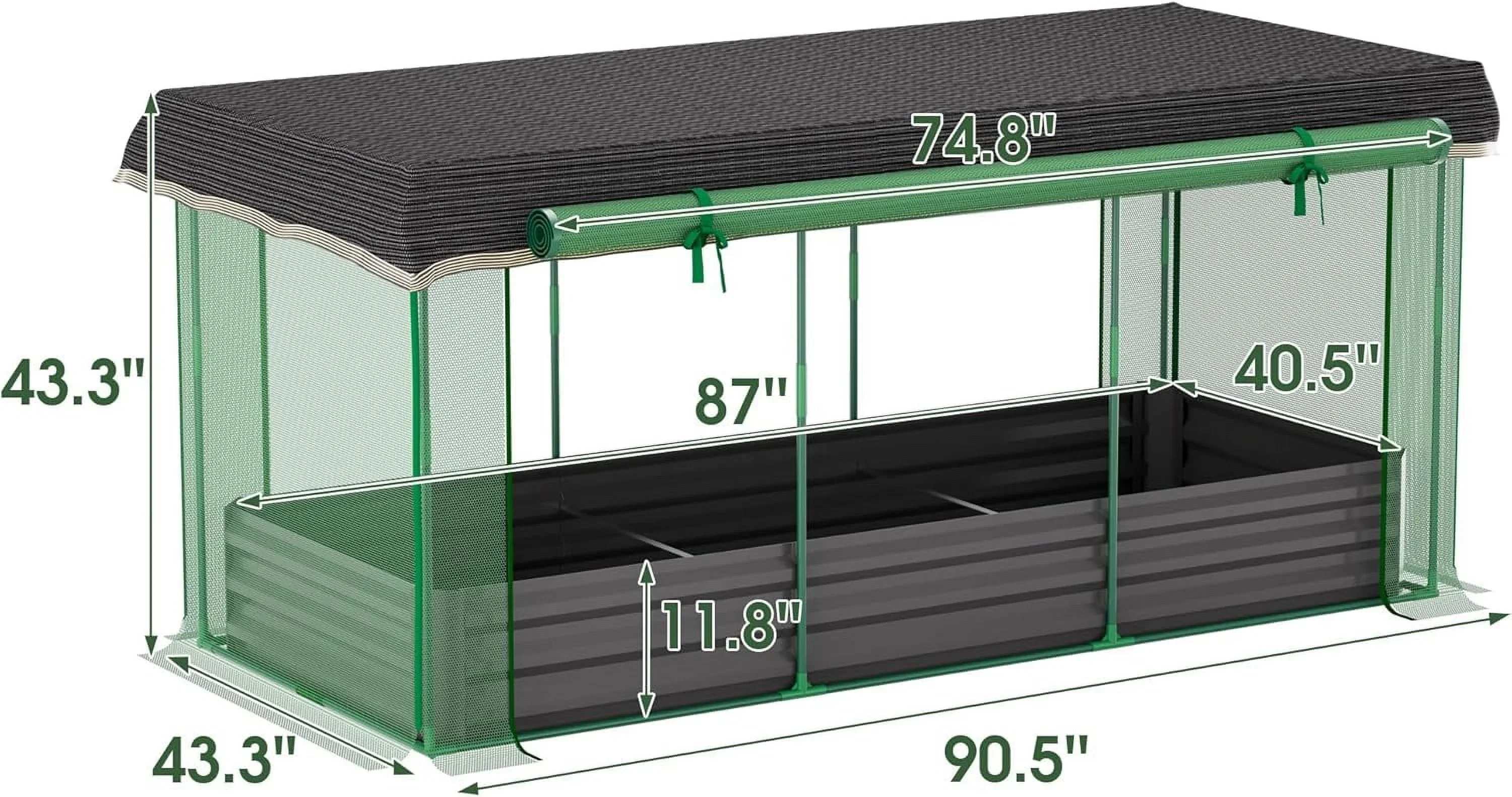 7.6' x 3.6' x 3.6' Galvanized Raised Garden Bed with Crop Cage, Plant Protection Tent with Zippered Doors, Sun Shade Cloth, Garden Netting for Vegetables, Fruit Cage for Patio, Yard, Lawn