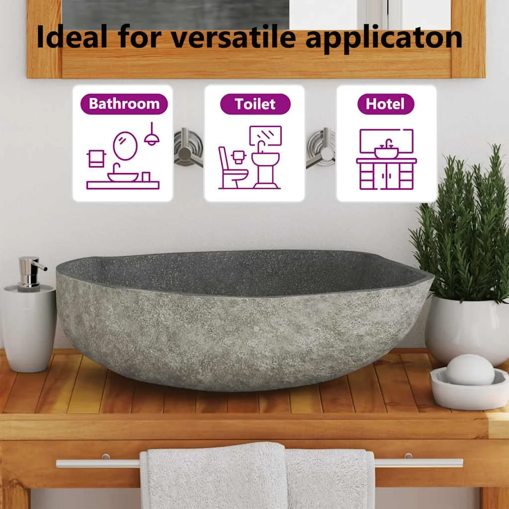 Bathroom Basin, Vessel Sink, Easy Assembly, (17.7"-20.9")x(13.4"-16.1")x4.5" River Stone(18.1"-20.5") - Image 2