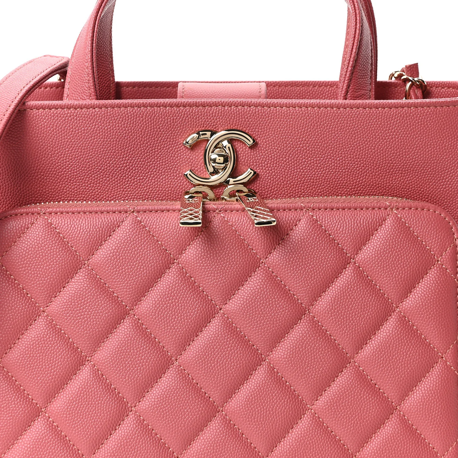 Caviar Quilted Small Business Affinity Shopping Bag Pink