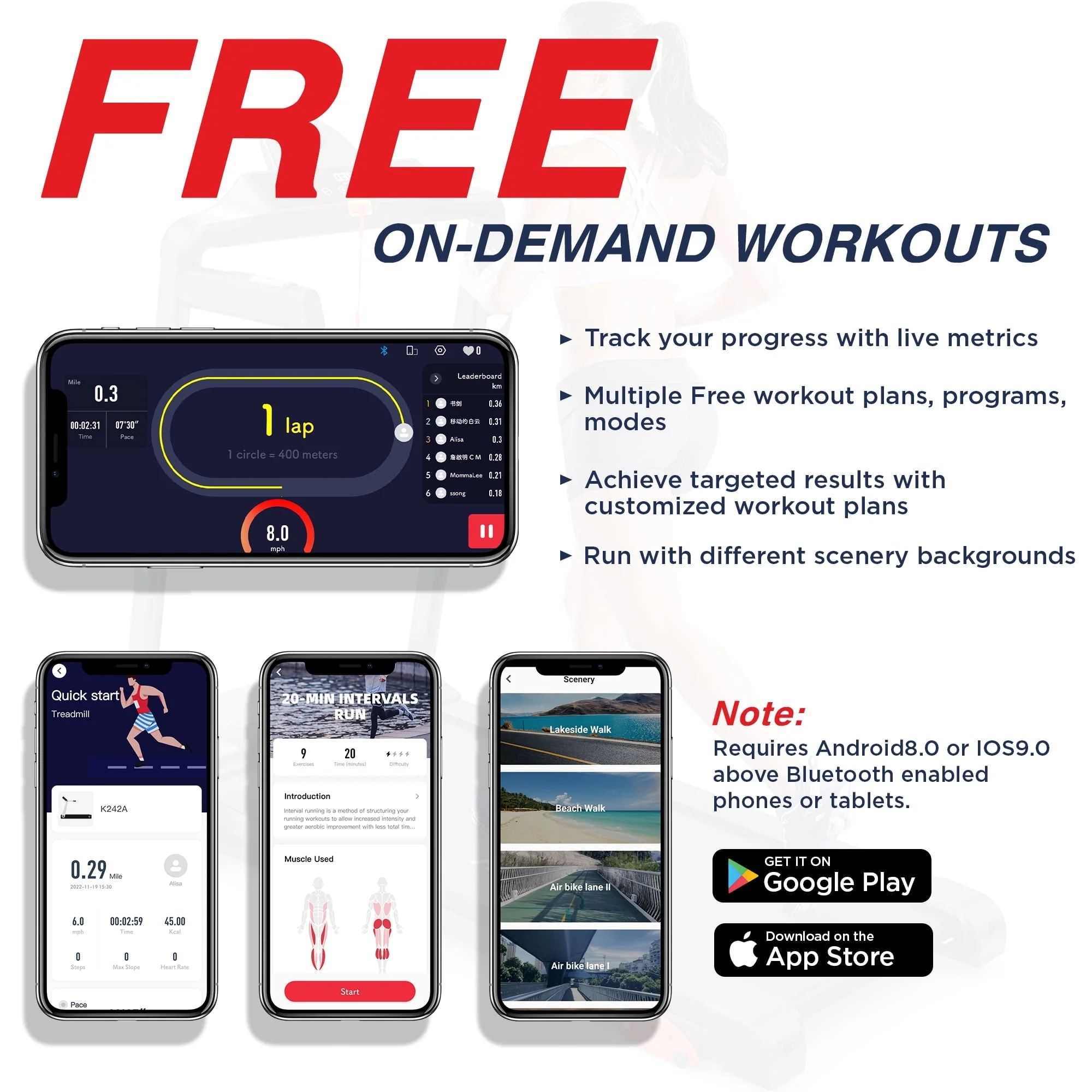Folding Treadmill Clearance for Home with Adjustable Incline, Smart APP, 8MPH Speed, 250lbs, HiFi Bluetooth Speakers, 15 Programs 3 Modes, 3 0HP Foldable Compact Treadmill Walking Running Machine Image 6