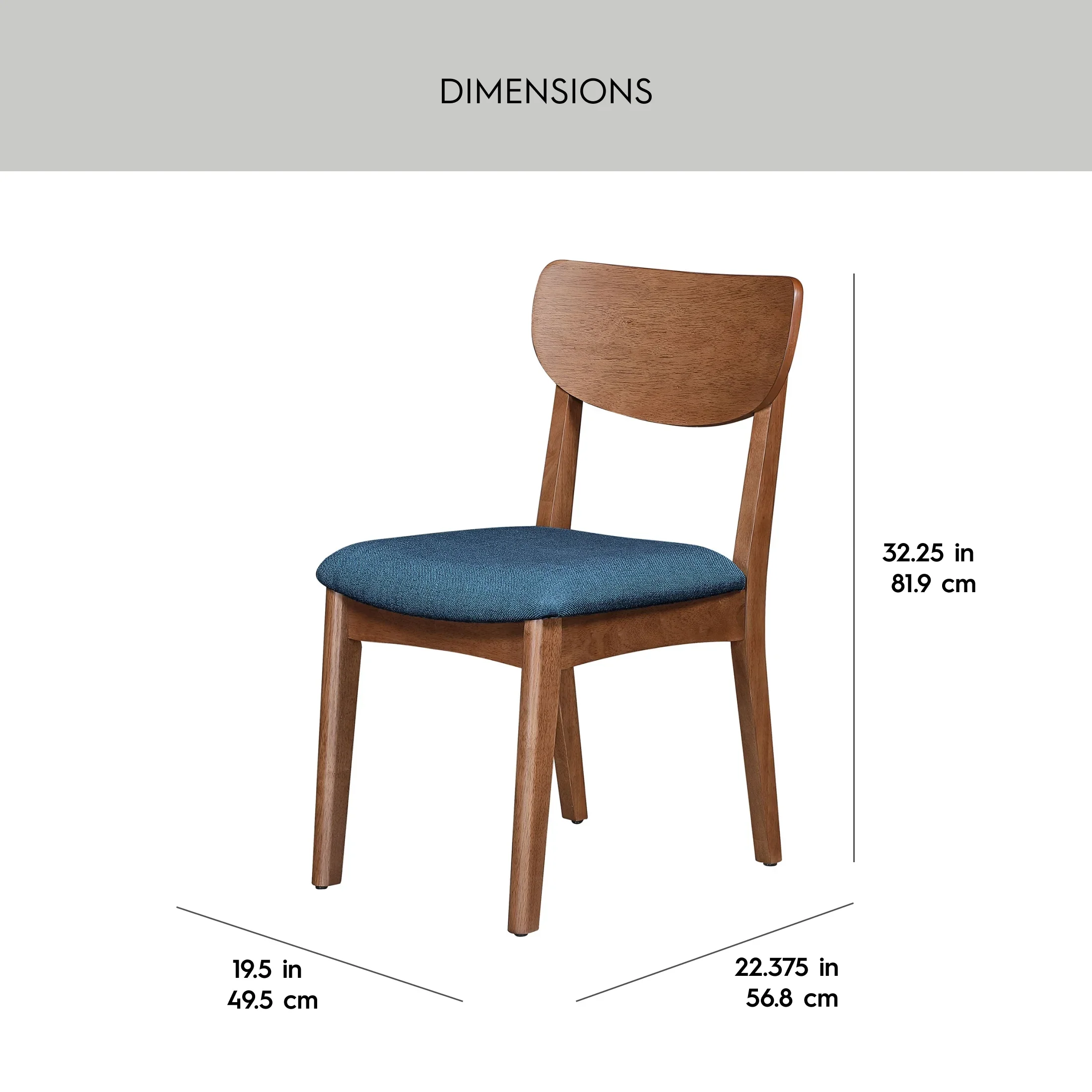 Better Homes & Gardens Greyson Mid-Century Dining Chairs, Black Faux Leather, Acorn Finish, Set of 2