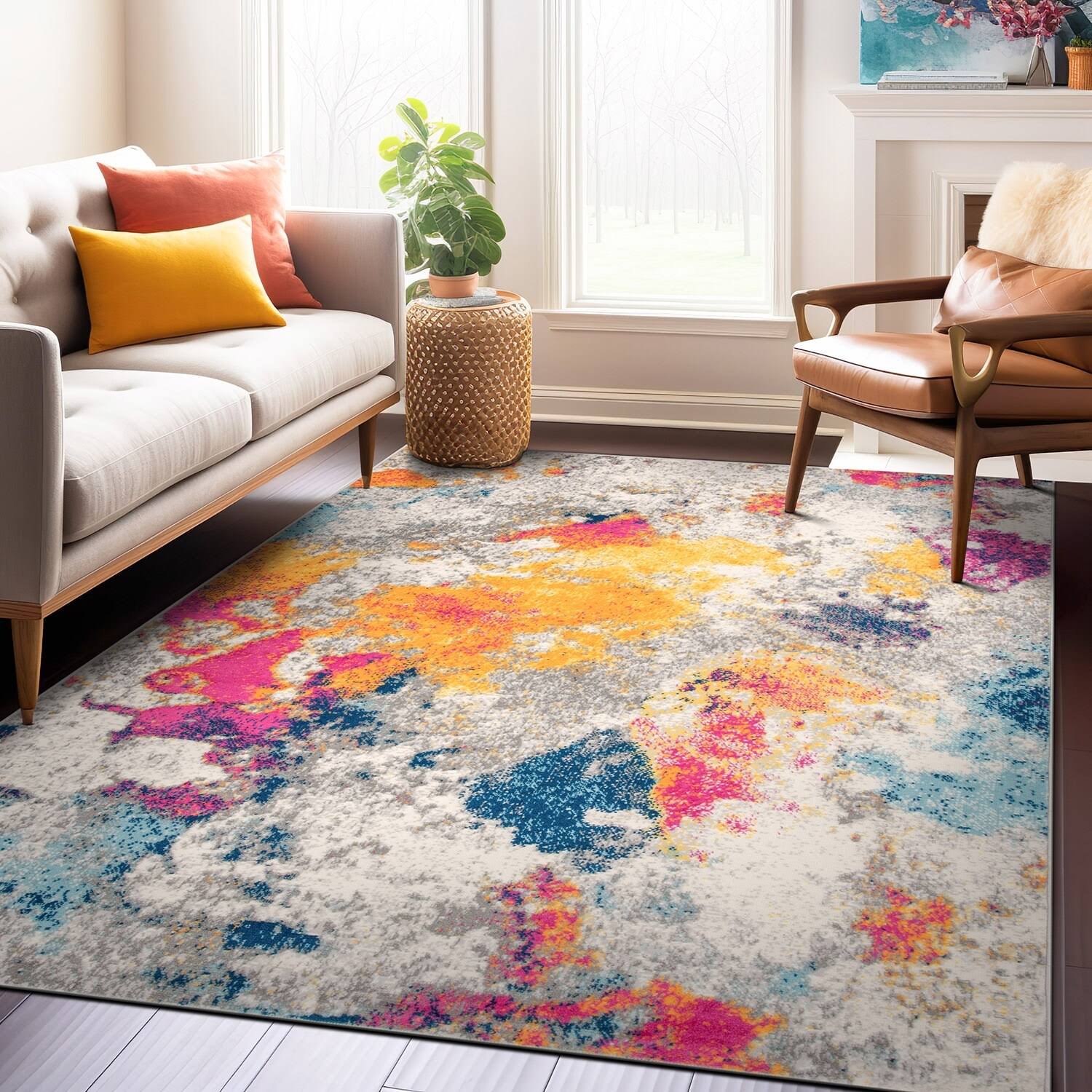 Contemporary Abstract Multi 7'10 inchx10' Area Rug