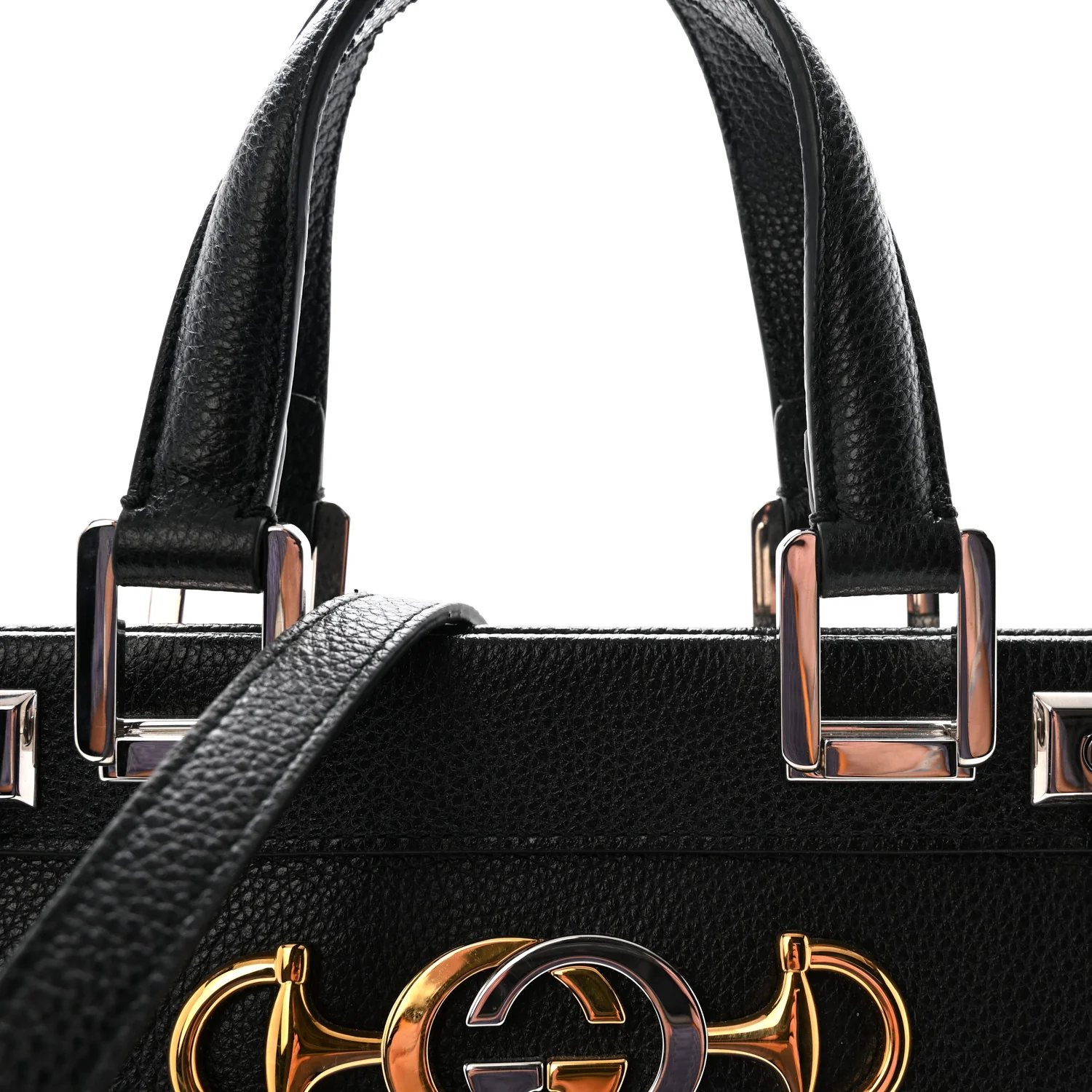 Grainy Calfskin Small Zumi Top Handle Bag Black