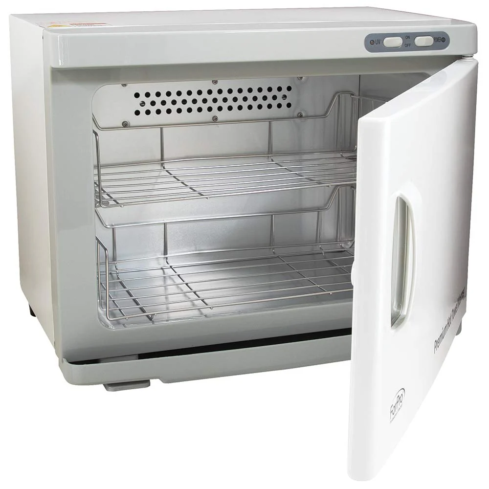 Chauffe-serviettes haut de gamme ForPro Professional Collection, capacité extra large de 23 L, deux grilles en acier inoxydable, blanc