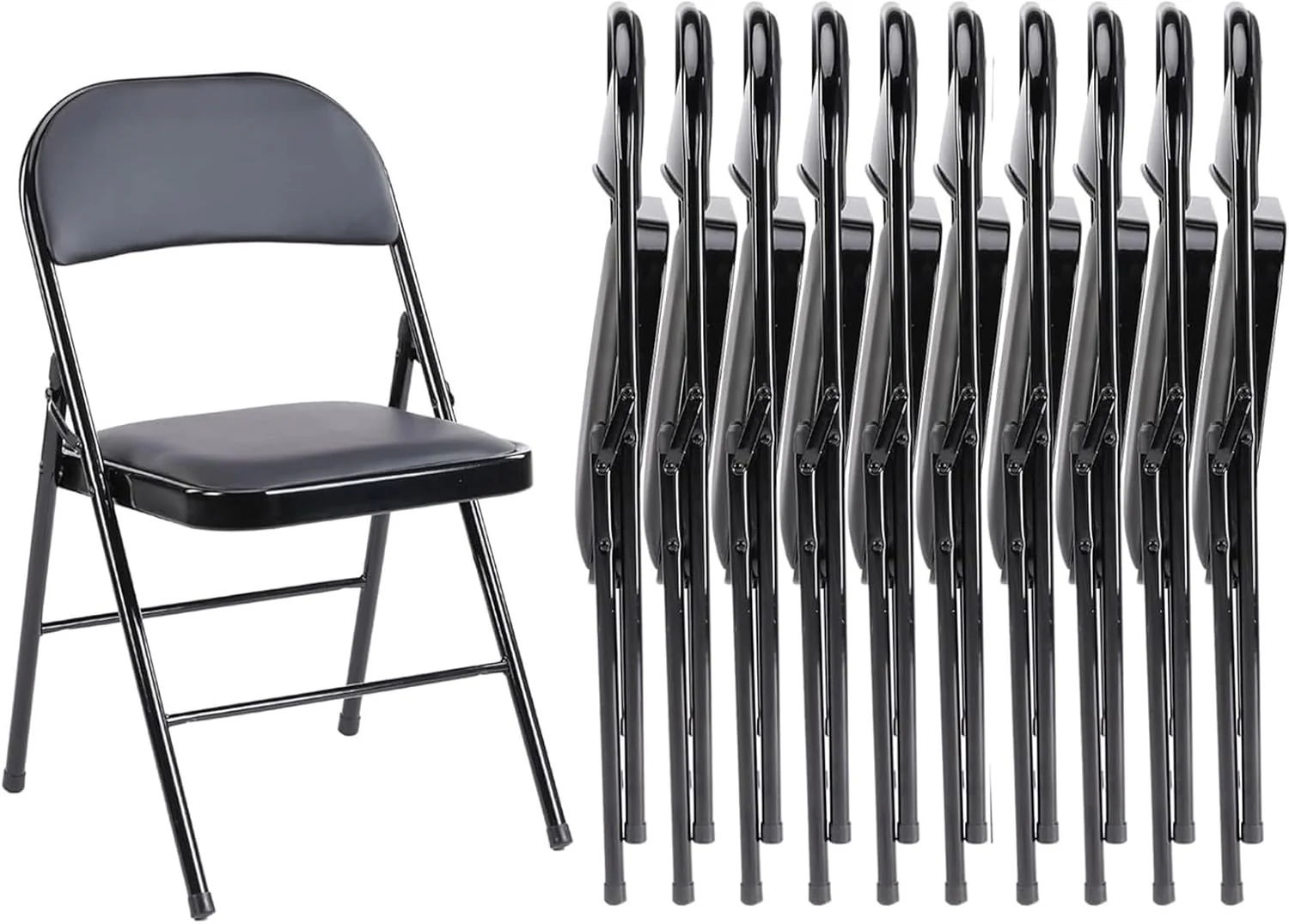 Lot de 12 chaises pliantes Sweetcrispy, chaises pliantes rembourrées en cuir, chaises pliantes robustes en métal