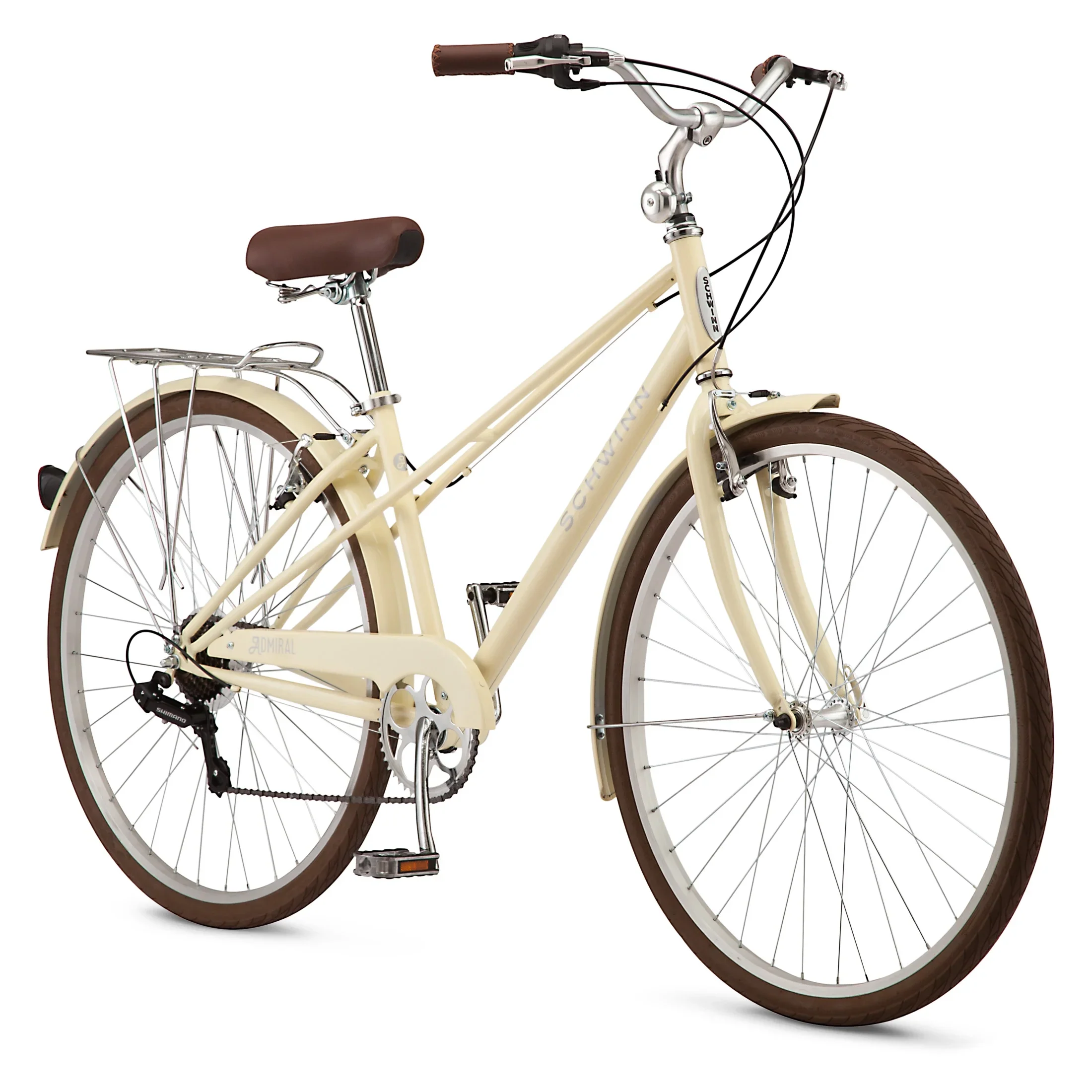 Schwinn Admiral 700c Adult Hybrid Bike, 7 Speed, Unisex Bike, Cream