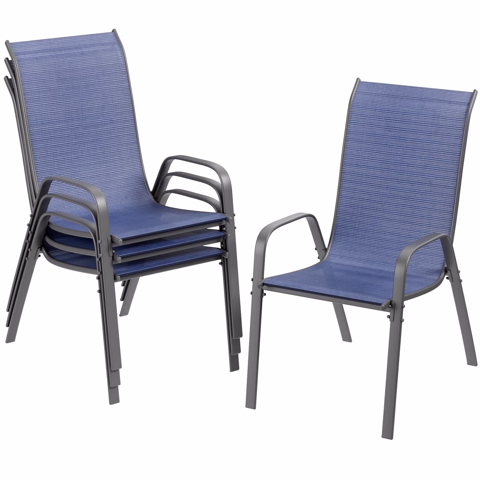 8Pcs Patio Dining Chairs Outdoor Stackable Armrest Chairs for Lawn Garden Backyard(Black/8 Pack) - Image 9