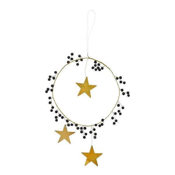 Star Ring julepynt 15 cm svart messing