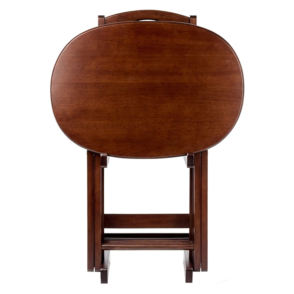 Nathan 5-Piece Snack Table Set, Oval Tops, Cappuccino Finish(Cappuccino) - Image 6