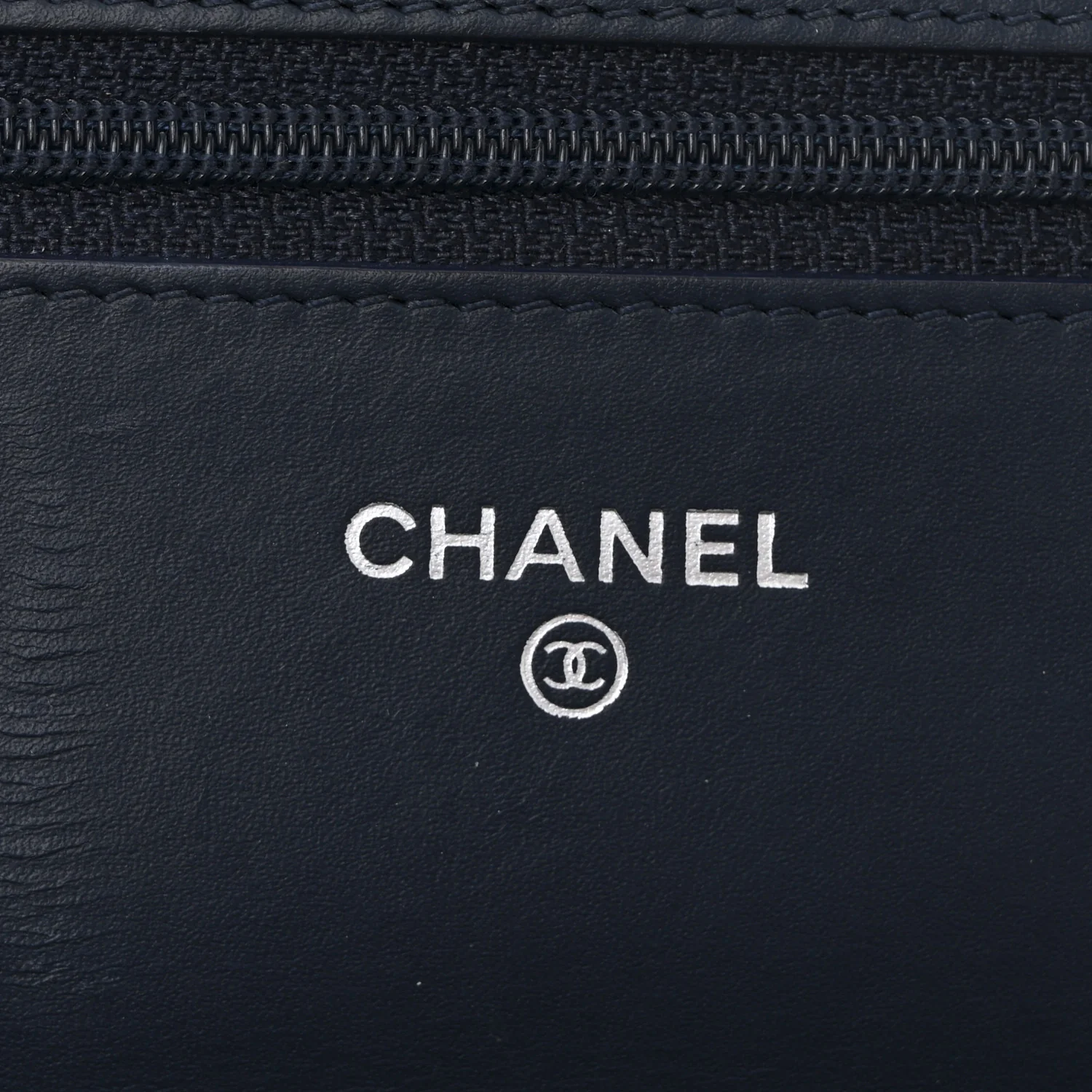 Patent Quilted Wallet On Chain WOC Navy Blue
