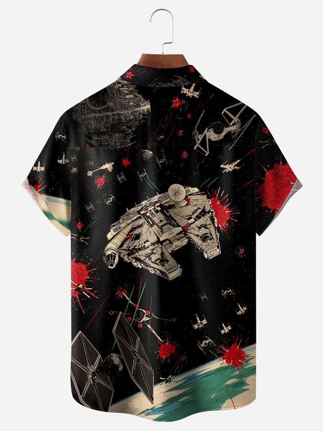 Chemise à manches courtes avec poche poitrine vaisseau spatial