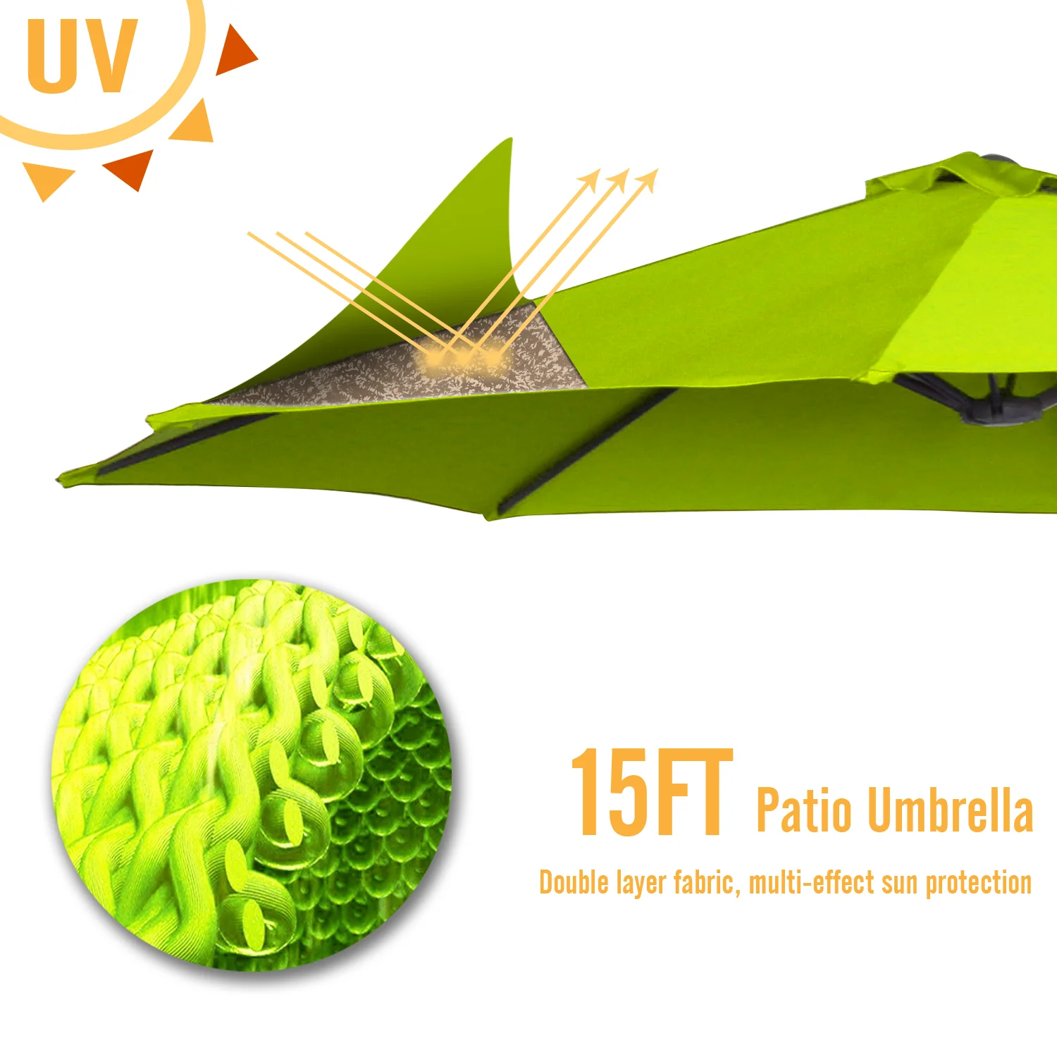 AECOJOY 15x9ft Double-Sided Patio Umbrella, Green