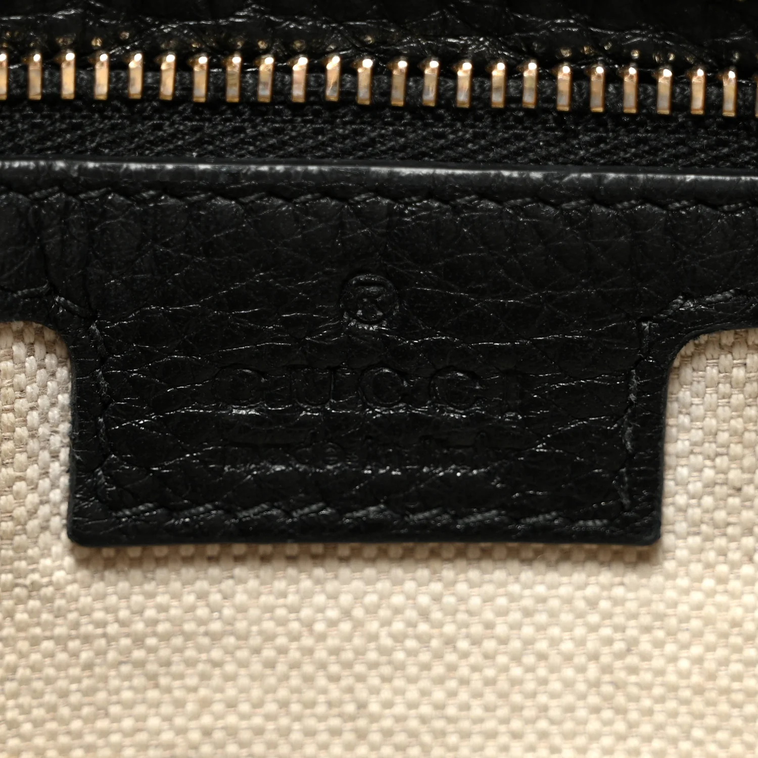 GG Grainy Calfskin Emblem Large Half Moon Shoulder Bag Black