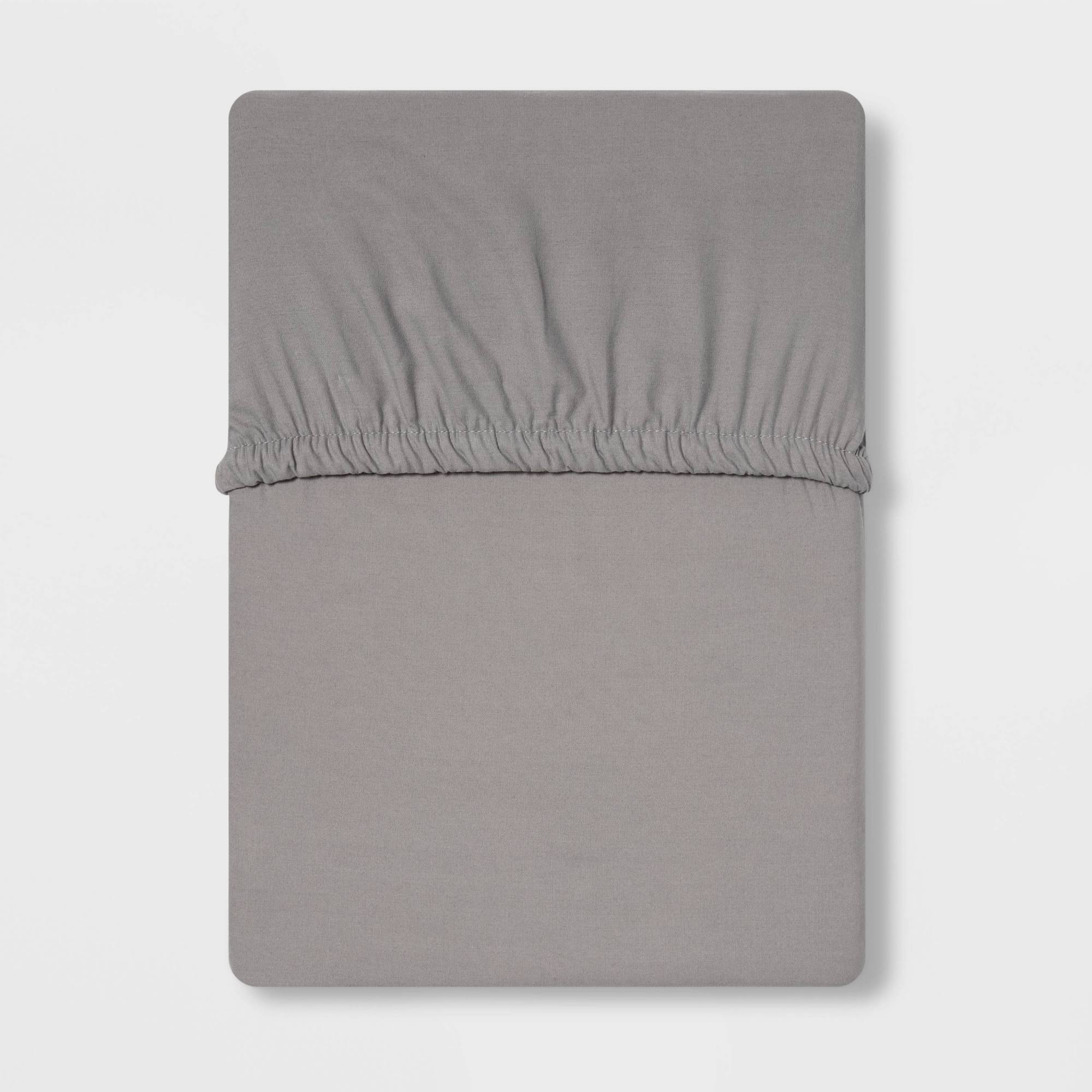 Twin 300 Thread Count Ultra Soft Fitted Sheet Gray - Threshold