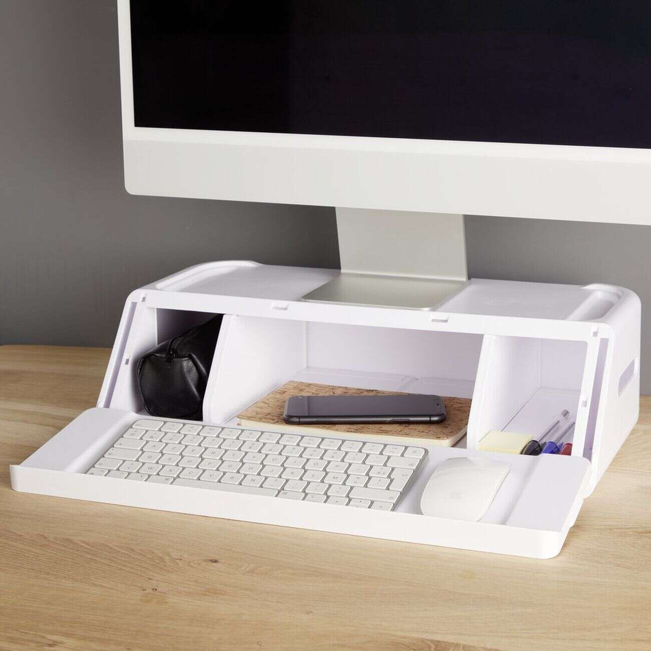 Organiseur de bureau 48x30x13cm polystyrène blanc