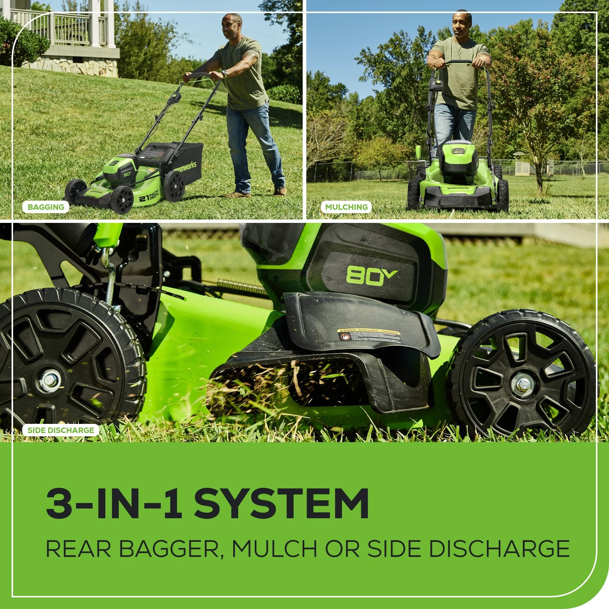 80V 21" Brushless Push Cordless Electric Lawn Mower + 500 CFM Axial Leaf Blower, With Two 2.0Ah Batteries and 30 Minute Rapid Charger - Image 8