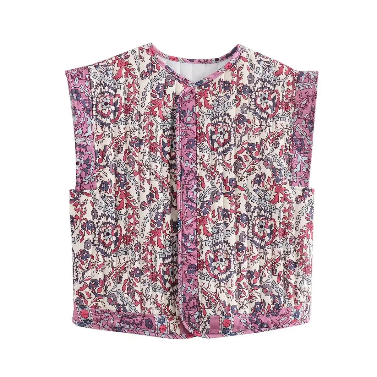 Sophie Paris I Gilet en coton matelassé avec motif brodé