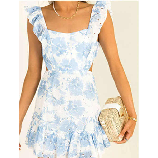 Robe mini à bretelles fleuries